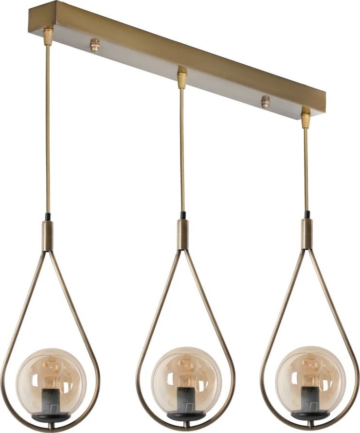 Llambë tavani Opviq, Damla 3-sh, qelq balte, ngjyrë bakri, varëse