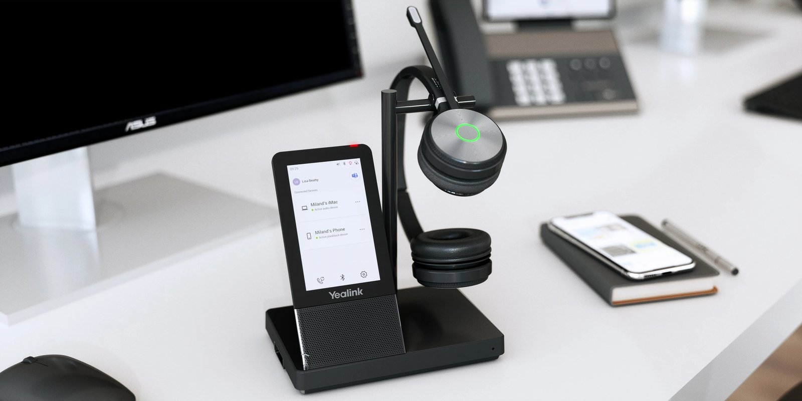 Kufje pa tela Yealink WH66 Dual UC-DECT, Zyrë/Qendra thirrjesh, e zezë Kufje pa tela Yealink WH66 Dual UC-DECT, Zyrë/Qendra thirrjesh, e zezë