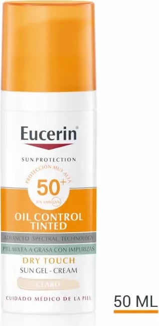 Krem dielli Eucerin Oil Control Dry Touch Gel Crema SPF50+ Tinted Light unisex 50ml