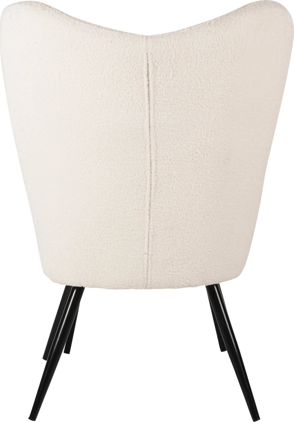 Fotel CRAWLEY me tabure, stof boucle i bardhë, këmbë metalike të zeza, FH8918.25, 70x74x105cm