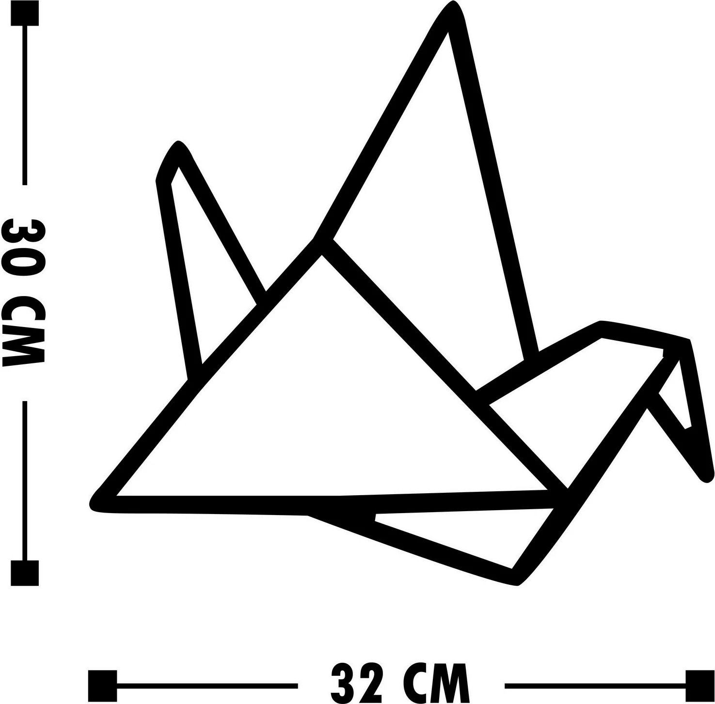 Aksesor dekorativ muri prej druri, Wallity Oragami, ngjyrë e zezë, set me 3 copë