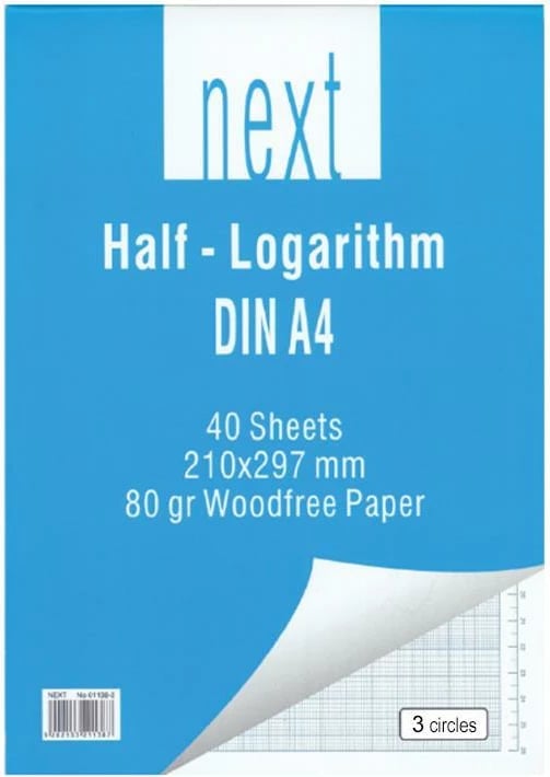 Bllok gjysmë-logaritmik NEXT 3 unaza, A4, 40 fletë