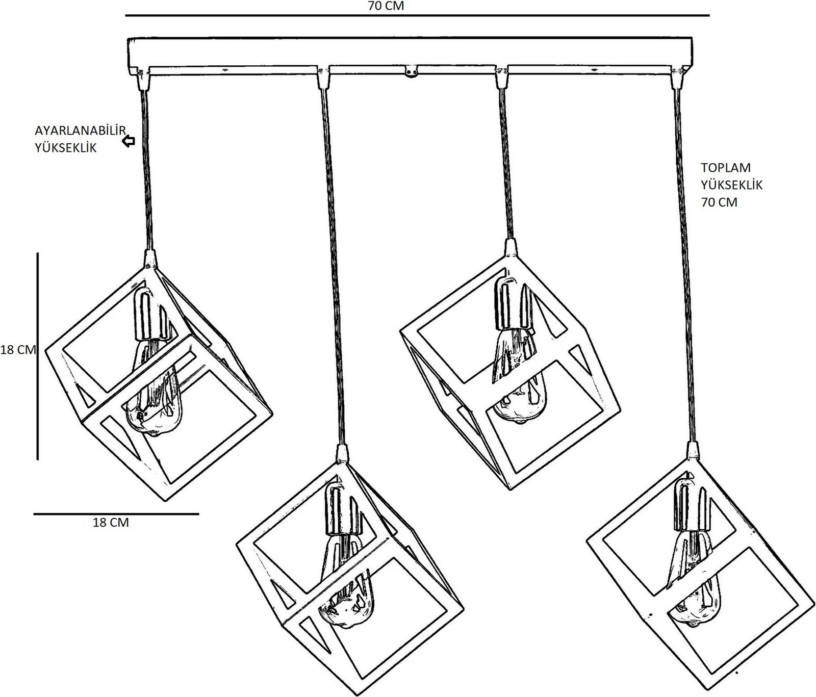 Llambë tavani Opviq Kare 4, ngjyrë e zezë-bakër