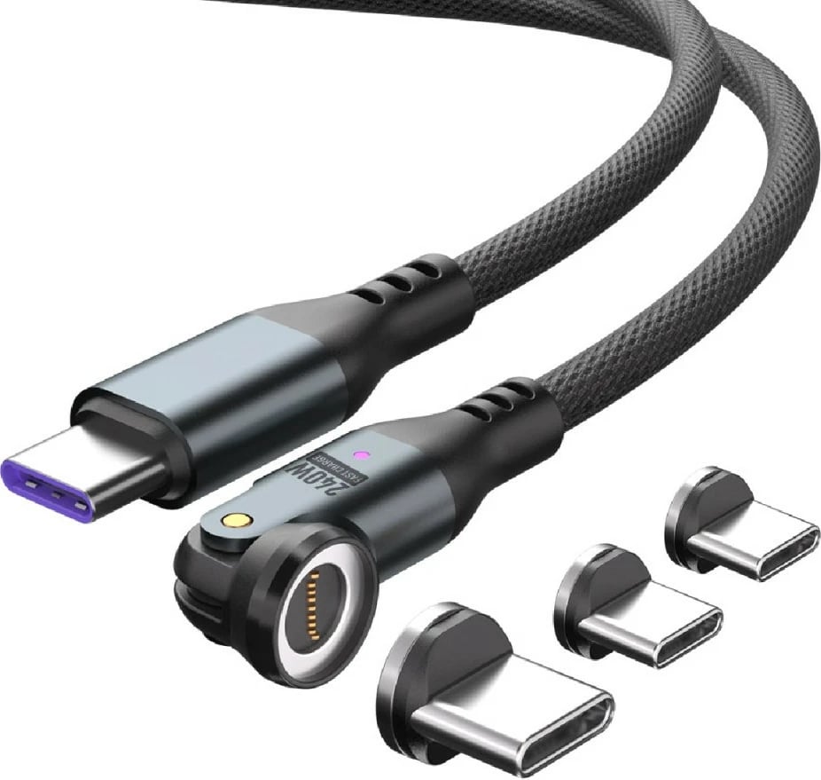 Kabëll USB-C 4smarts 541237, 1.8 m, 240W, i zi, gri