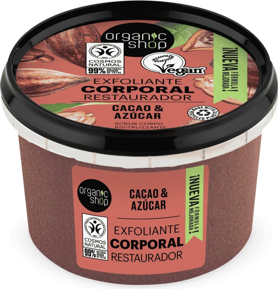 Eksfoliant trupi unisex Organic Shop Cacao & Azúcar