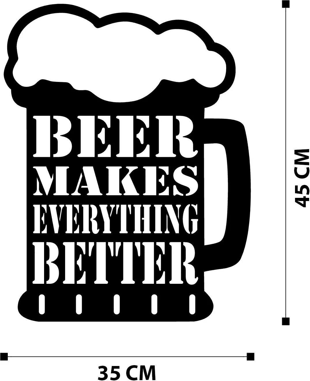 Dekor metalik për mur, Wallity, motiv birre, ngjyrë e zezë