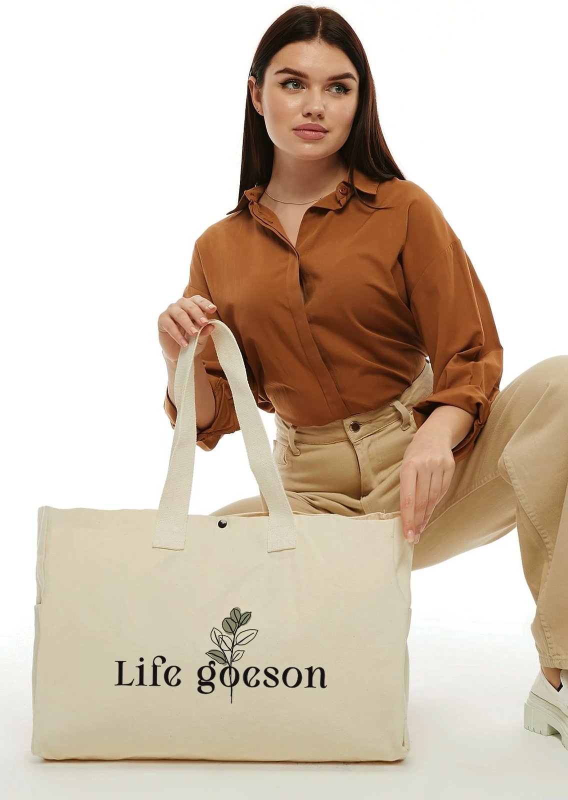 Çantë tote Zoozie Bags, krem, 2201