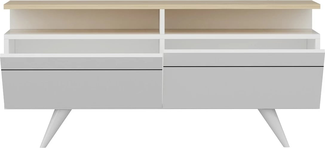 Komodë TV Hanah Home, Berlin 120, e bardhë dhe lis