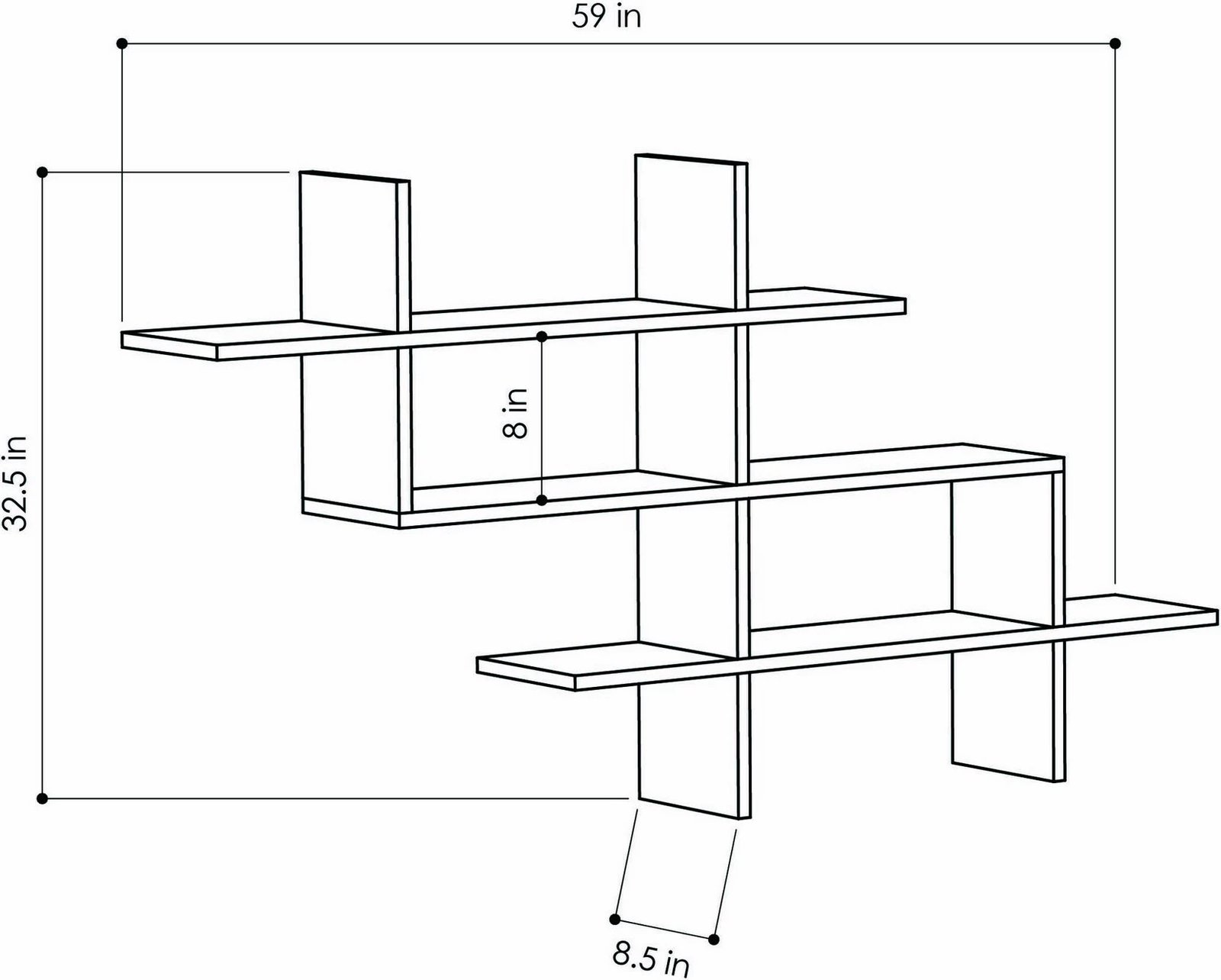 Raft librash Skye Decor, ngjyrë lisi, Halic