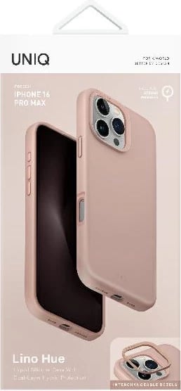 Mbështjellës UNIQ Lino Hue MagClick për iPhone 16 Pro, Rozë