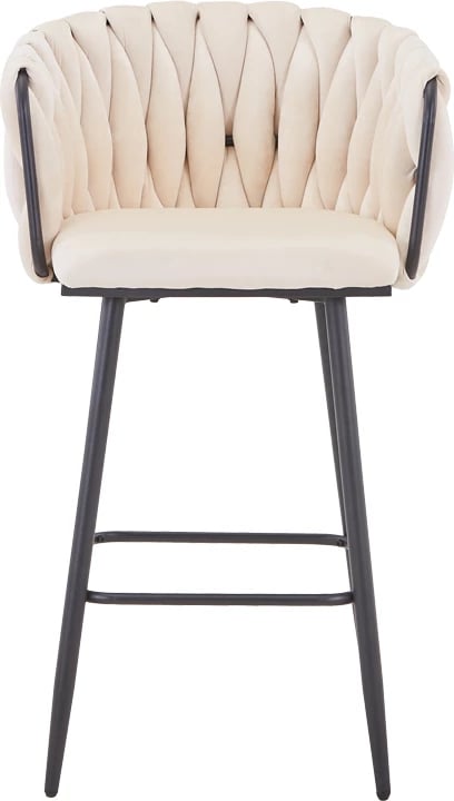 Karrige për bar Vivian, kadife bezhë, këmbë metalike të zeza, 57x50x100cm