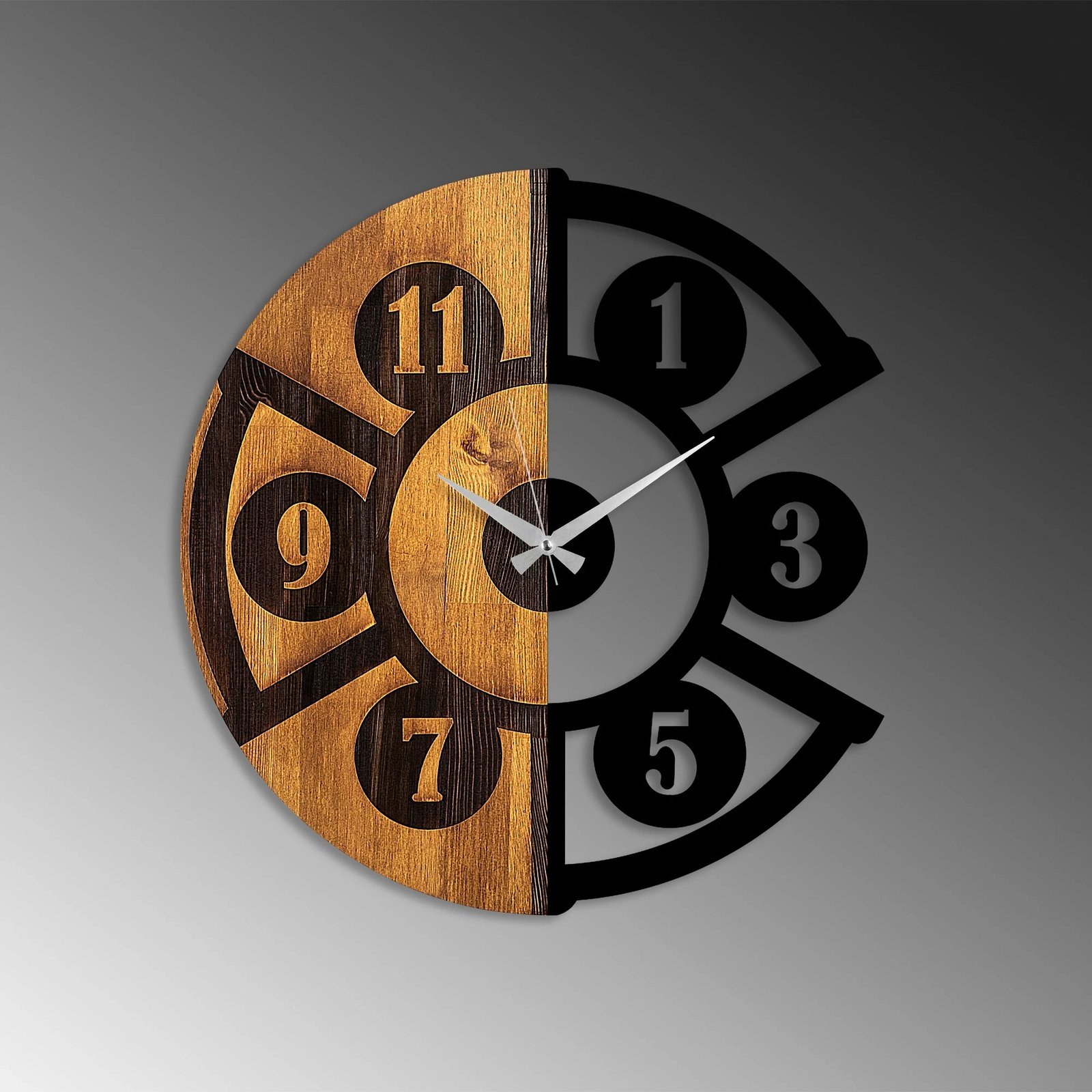 Orë muri dekorative prej druri, Wallity, formë pice, ngjyrë arre/zezë, 56x3x56cm