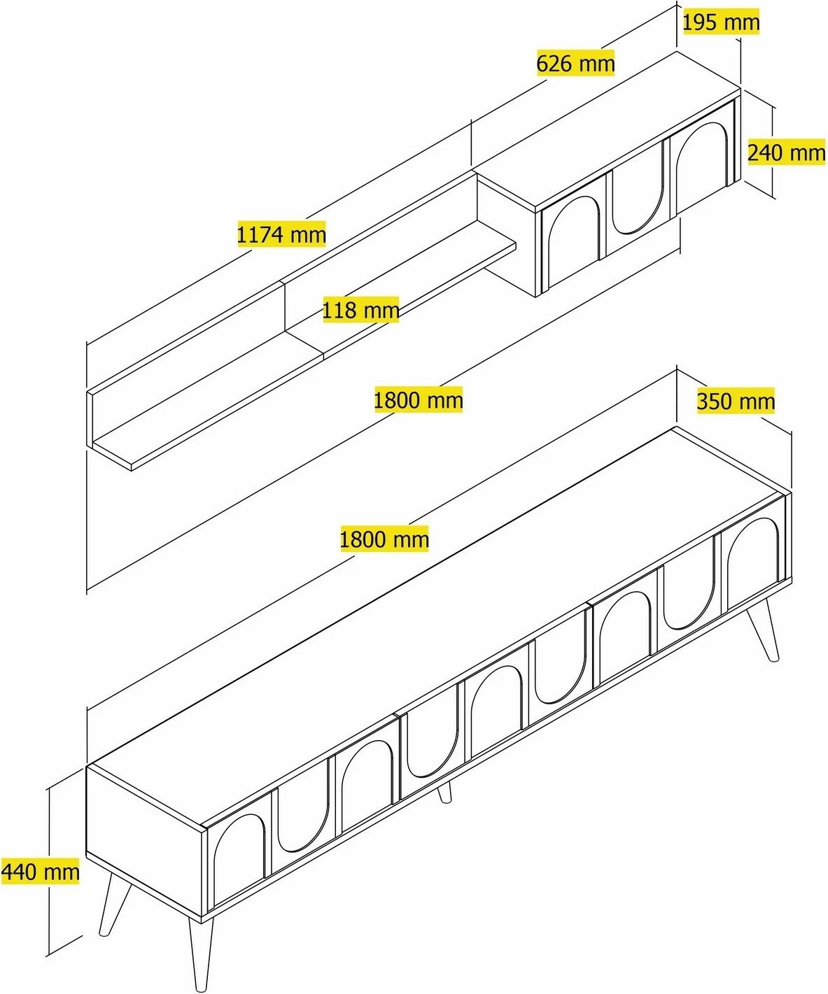 Njësi TV Skye Decor, Lyon 2, krem, arre