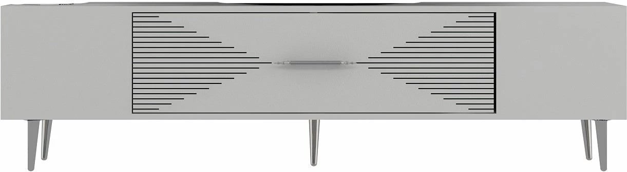 Komodë TV Skye Decor, e bardhë, argjend