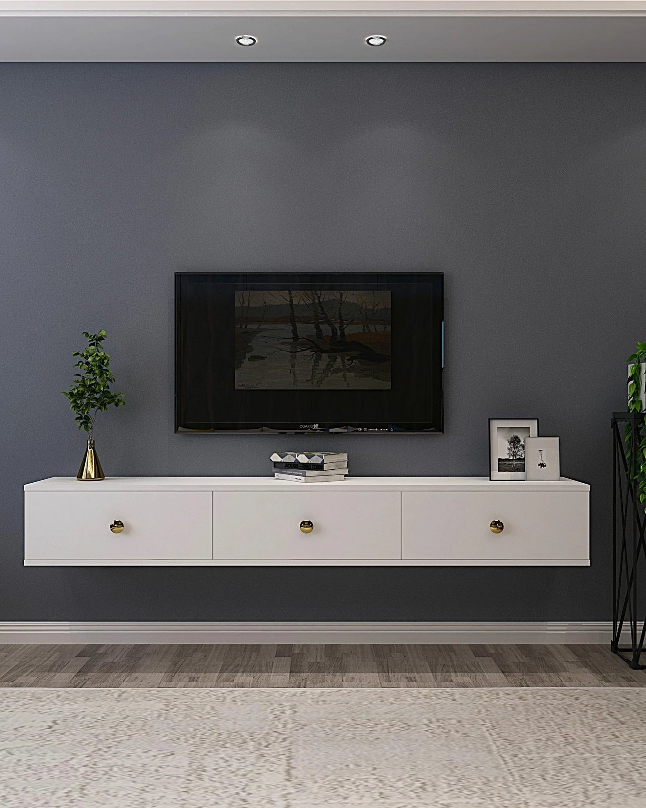 Komodë TV Skye Decor, Zuzu 180, e bardhë