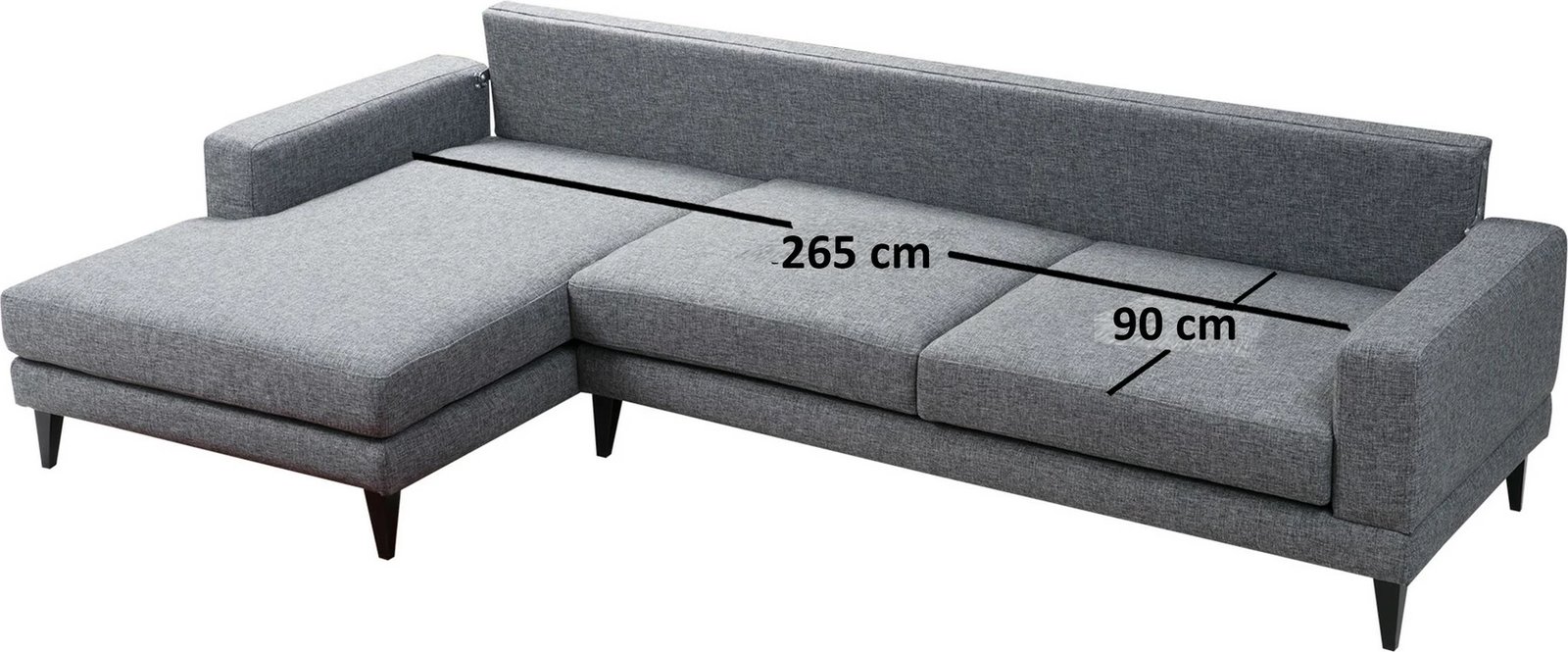 Kënd-sofë krevati Atelier del Sofa, kënd nordik majtas (Chl+3R), ngjyrë gri e errët