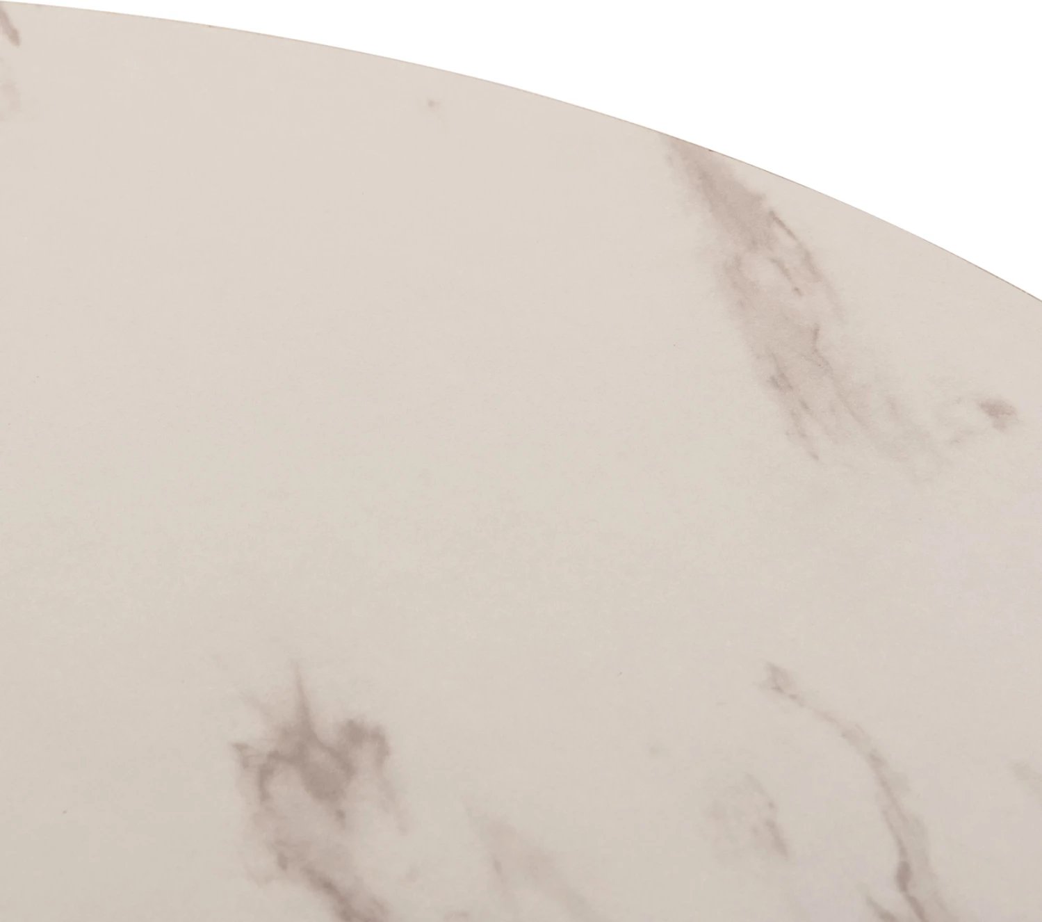 Tavolinë e rrumbullakët ngrënieje ROLLO, ngjyrë mermeri të bardhë, këmbë metalike, FH9421.11, 90x74cm