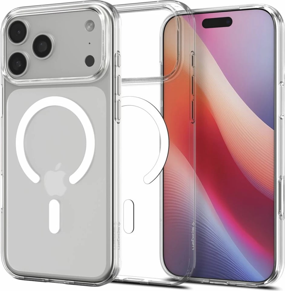 Mbështjellës Spigen Liquid Crystal MagSafe për iPhone 17 Pro Max, Transparent dhe Bardhë