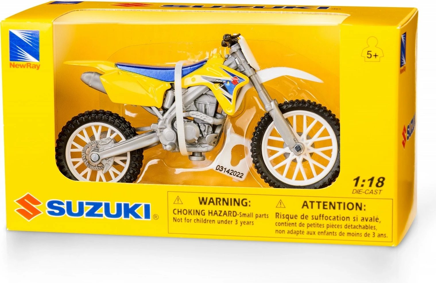 Lodër motor Suzuki RM-Z450 Daffi 1:18, Metal/Plastikë, Verdhe/Blertë