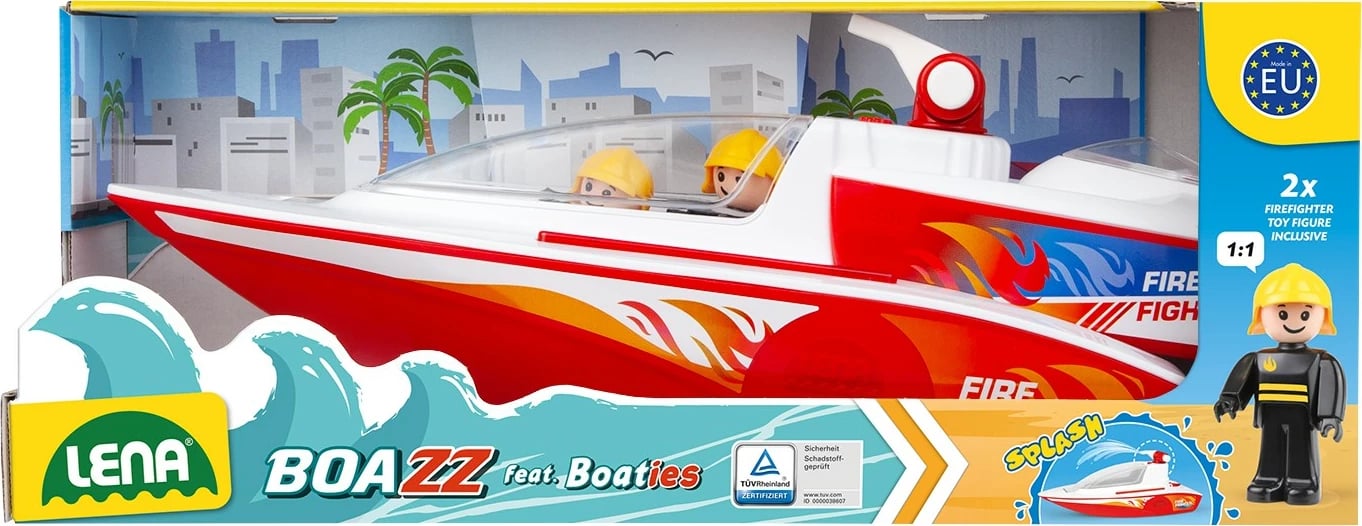 Set lodrash varkë zjarrfikëse Lena Boazz me katamaran, 2 figurina, kuqe/bardhë