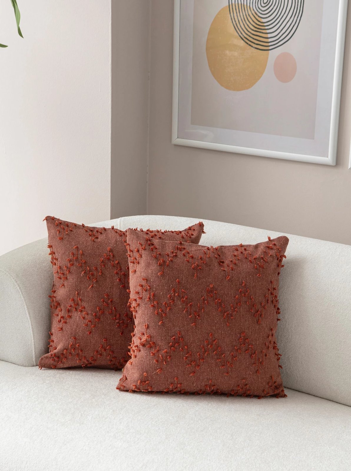 Set mbulesash jastëku (2 copë), Evila Originals, Tuffet, ngjyrë e kuqe qeramike v4