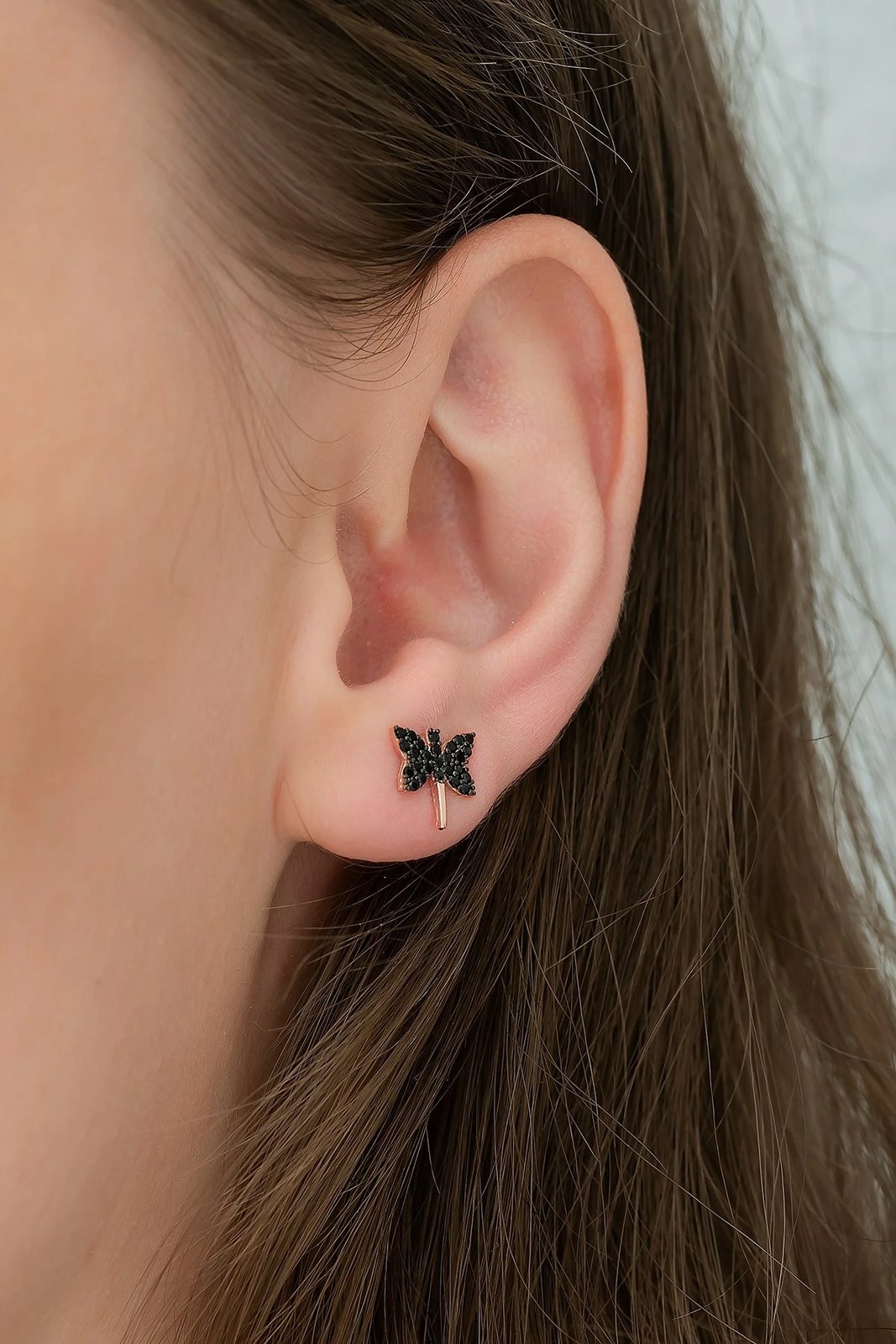 Vath argjendi, formë fluture, ngjyrë rozë ari dhe e zezë, Jumeon, TRDYL770