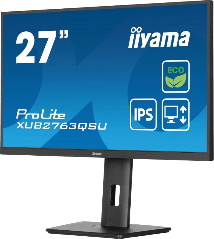 Monitor iiyama ProLite XUB2763QSU-B1 27" QHD IPS, këmbë ergonomike, klasë energjie B, e zezë