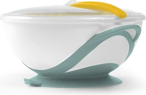 Tas bebe me kupë thithëse dhe lugë, Baby Ono, 300 ml, pa BPA, për mikrovalë dhe enëlarëse, bardhë-mente