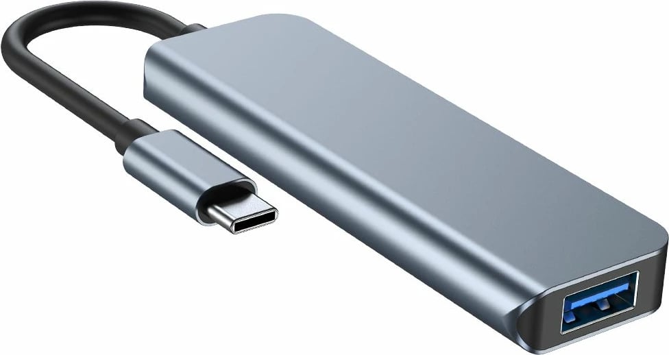HUB Tech-Protect V1 4in1, USB-C në 3x USB-A 2.0 / USB-A 3.0, Gri