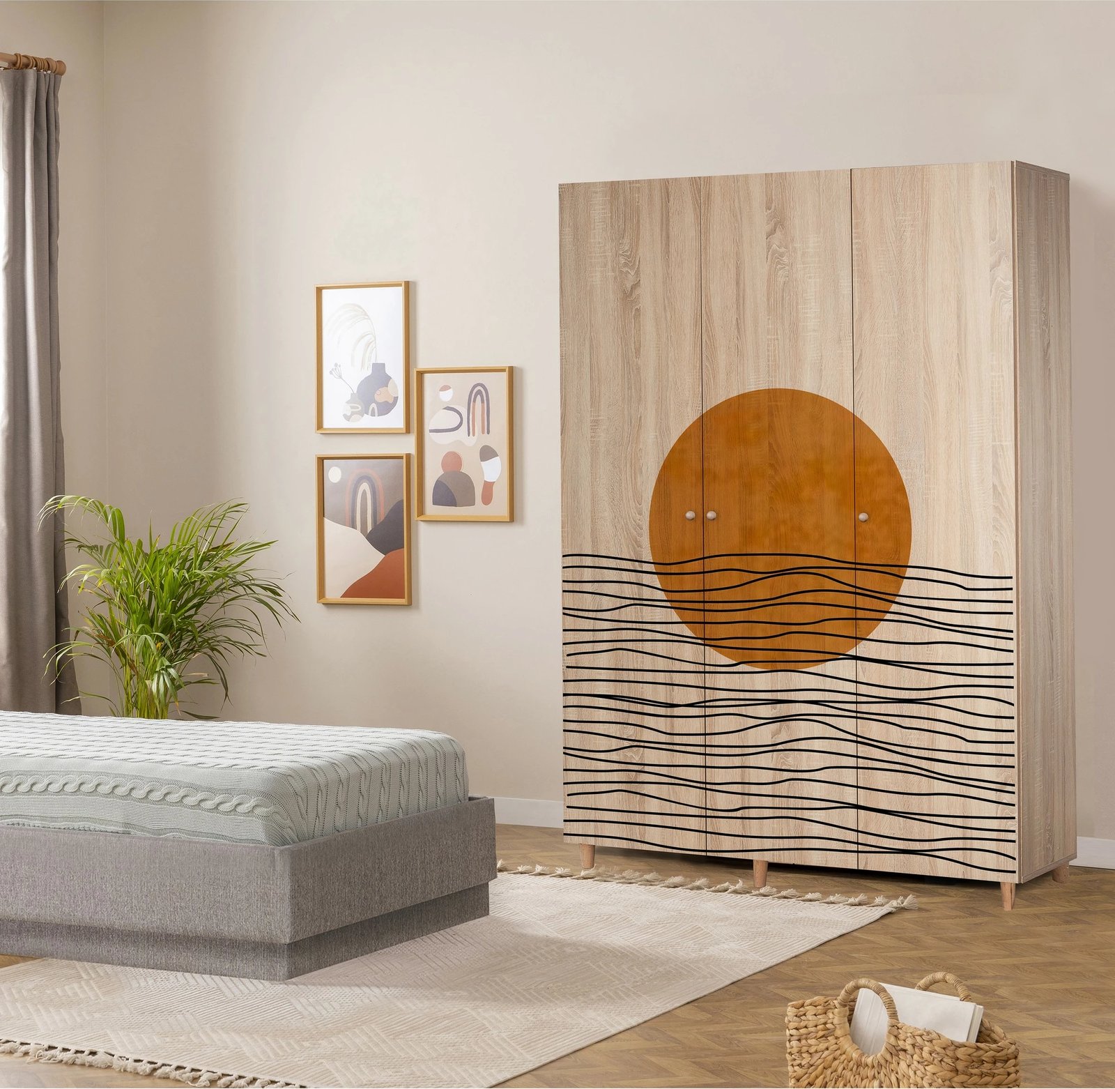 Dollap Lena 3, ngjyrë sonomo, Skye Decor, 135x192x52cm