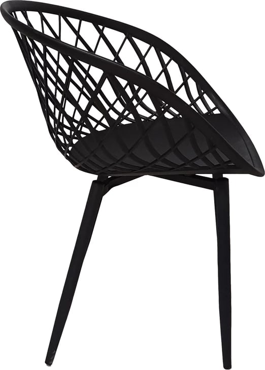 Karrige me mbështetëse Ezra, ngjyrë e zezë, këmbë metalike të zeza, 62x42x82cm (set prej 4 copash)