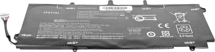 Bateri laptopi Mitsu BC/HP-1040 për HP EliteBook Folio 1040 G1/G2, 3800 mAh, 11.1V