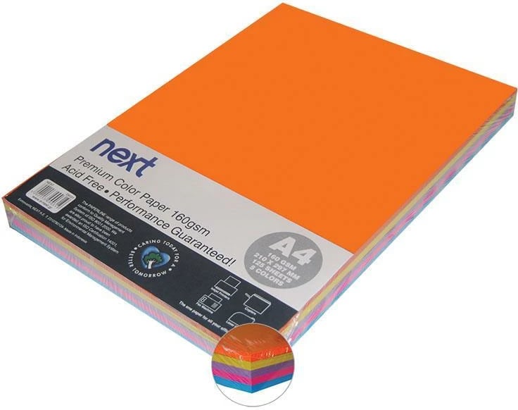 Letër fotografike A4 NEXT 160g, 5 Ngjyra, 125 Fletë
