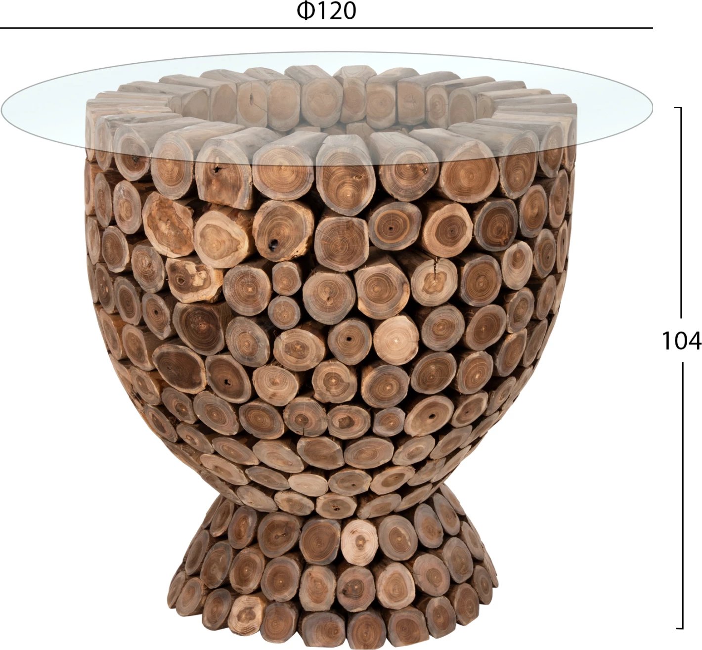 Tavolinë e rrumbullakët për bar, copa druri TEAK, Φ120x104H cm
