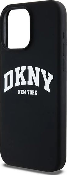 Mbështjellës DKNY Liquid Silicone me logo të bardhë, MagSafe, për iPhone 14 Pro Max, i zi