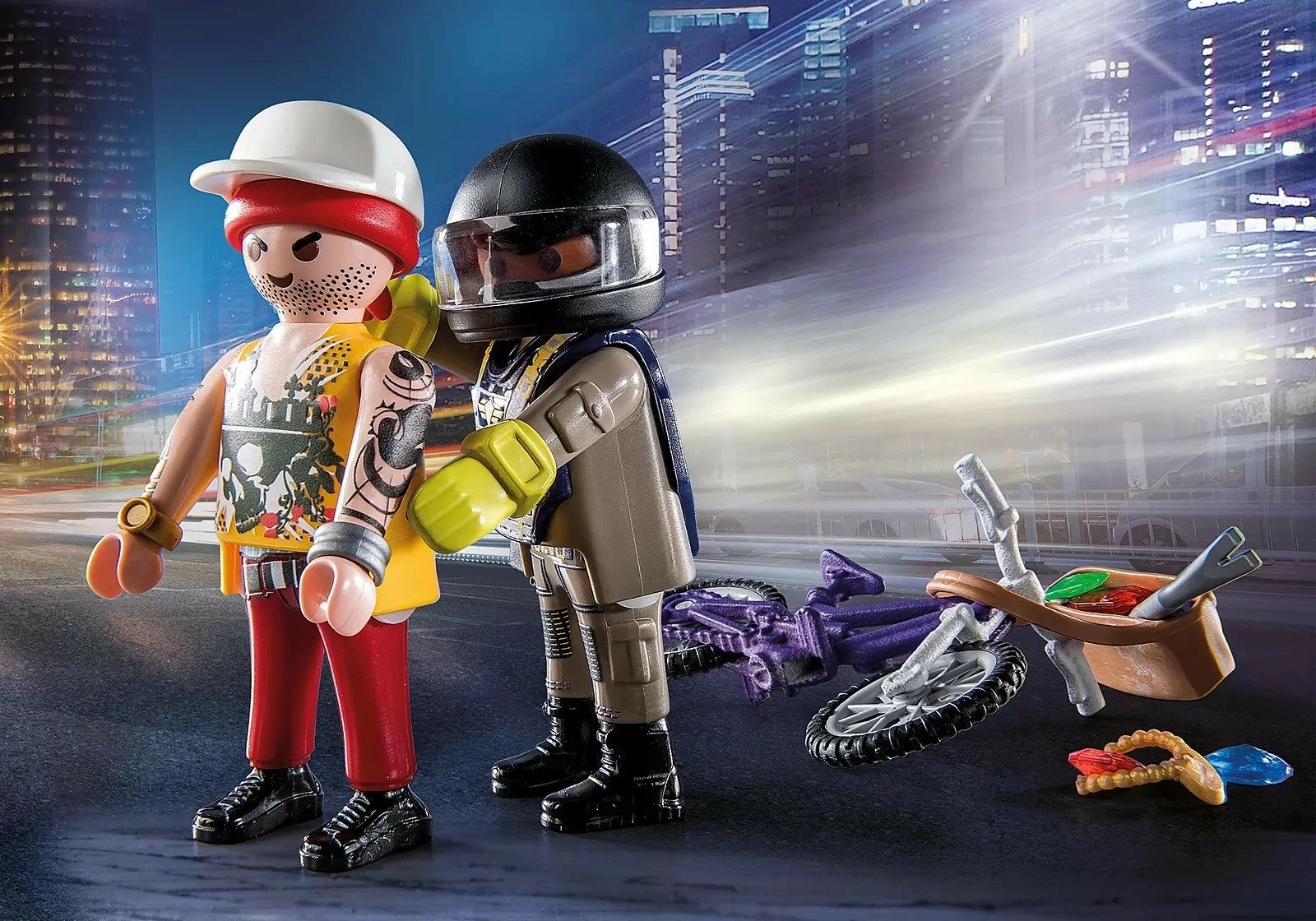 Set lodrash Playmobil City Action 71255, figurina polic dhe hajdut, 27 pjesë