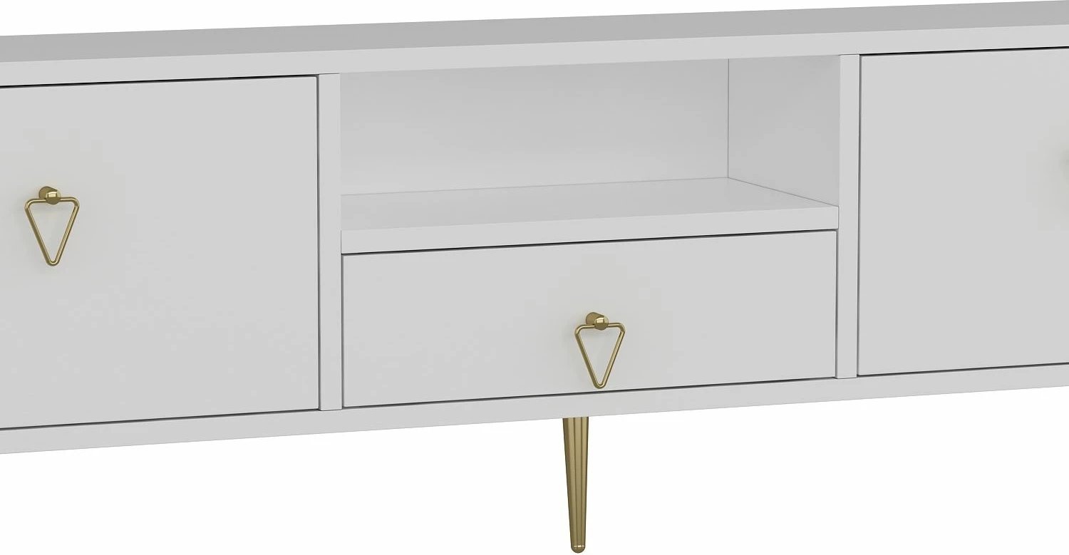 Komodë për TV, Skye Decor, 1306-DROP-1, e bardhë, e artë