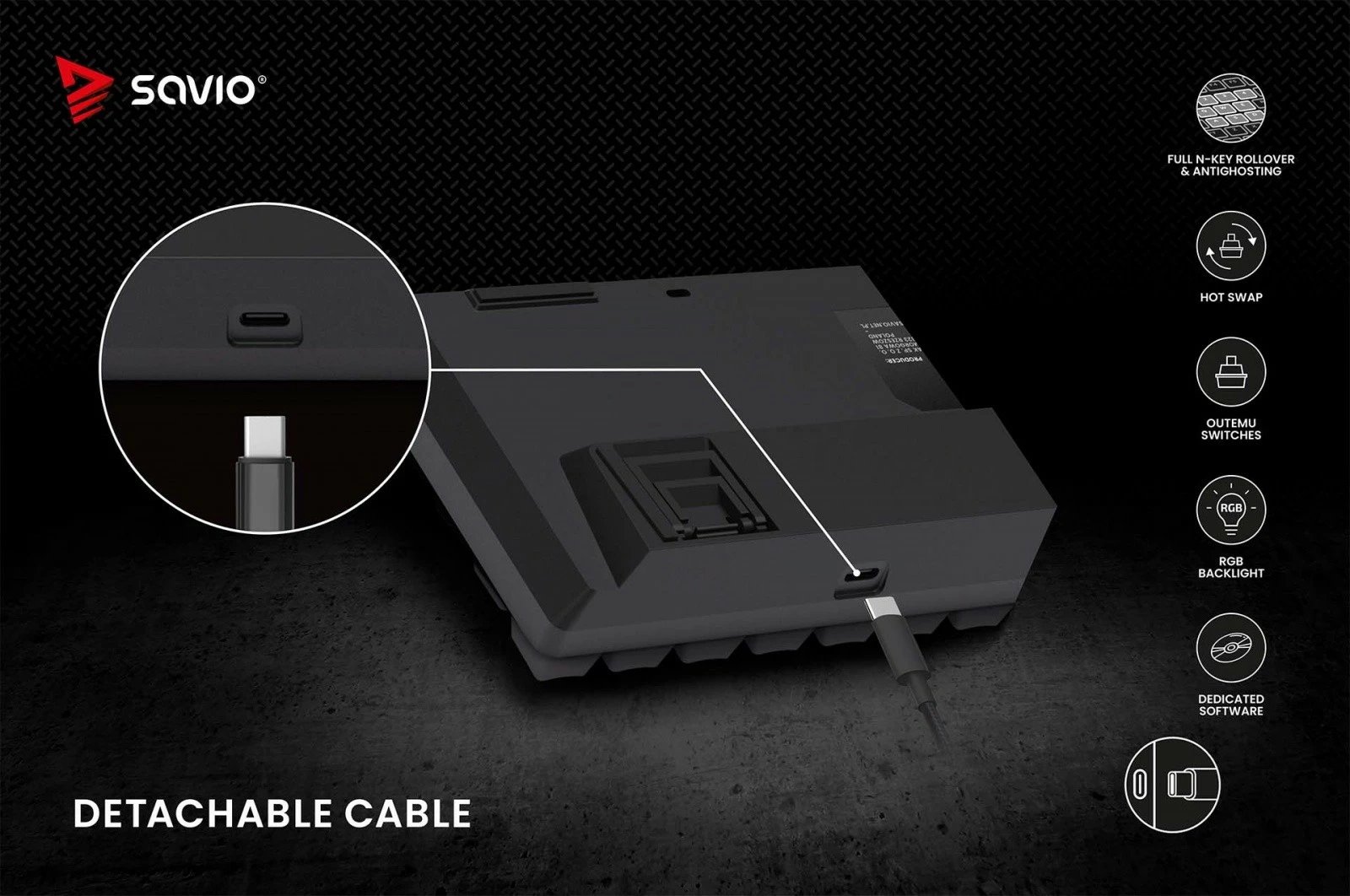 Tastierë mekanike Savio Blackout X2 OUTEMU Brown, 60%, ARGB, Hot Swap, e zezë Tastierë mekanike Savio Blackout X2 OUTEMU Brown, 60%, ARGB, Hot Swap, e zezë