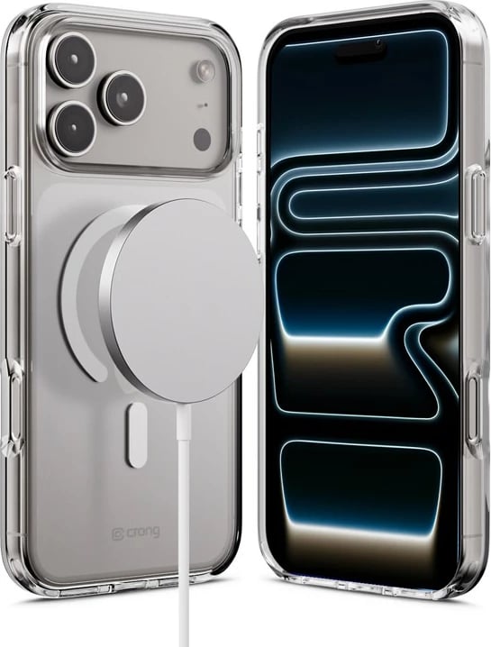 Mbështjellës CRONG Clear MAG Cover për iPhone 17 Pro Max, me magnet MagSafe, polikarbon + TPU, Transparent