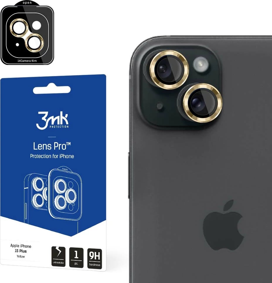 Mbrojtës lentash 3mk Protection Lens Protection Pro për iPhone 15 Plus, e verdhë