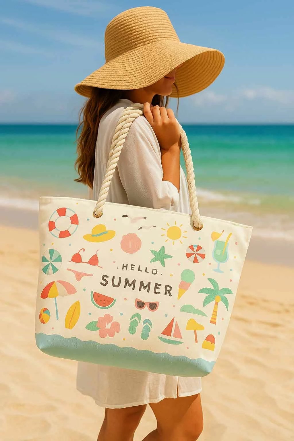 Çantë plazhi Zoozie Bags, shumëngjyrëshe, YLC.PJ.046