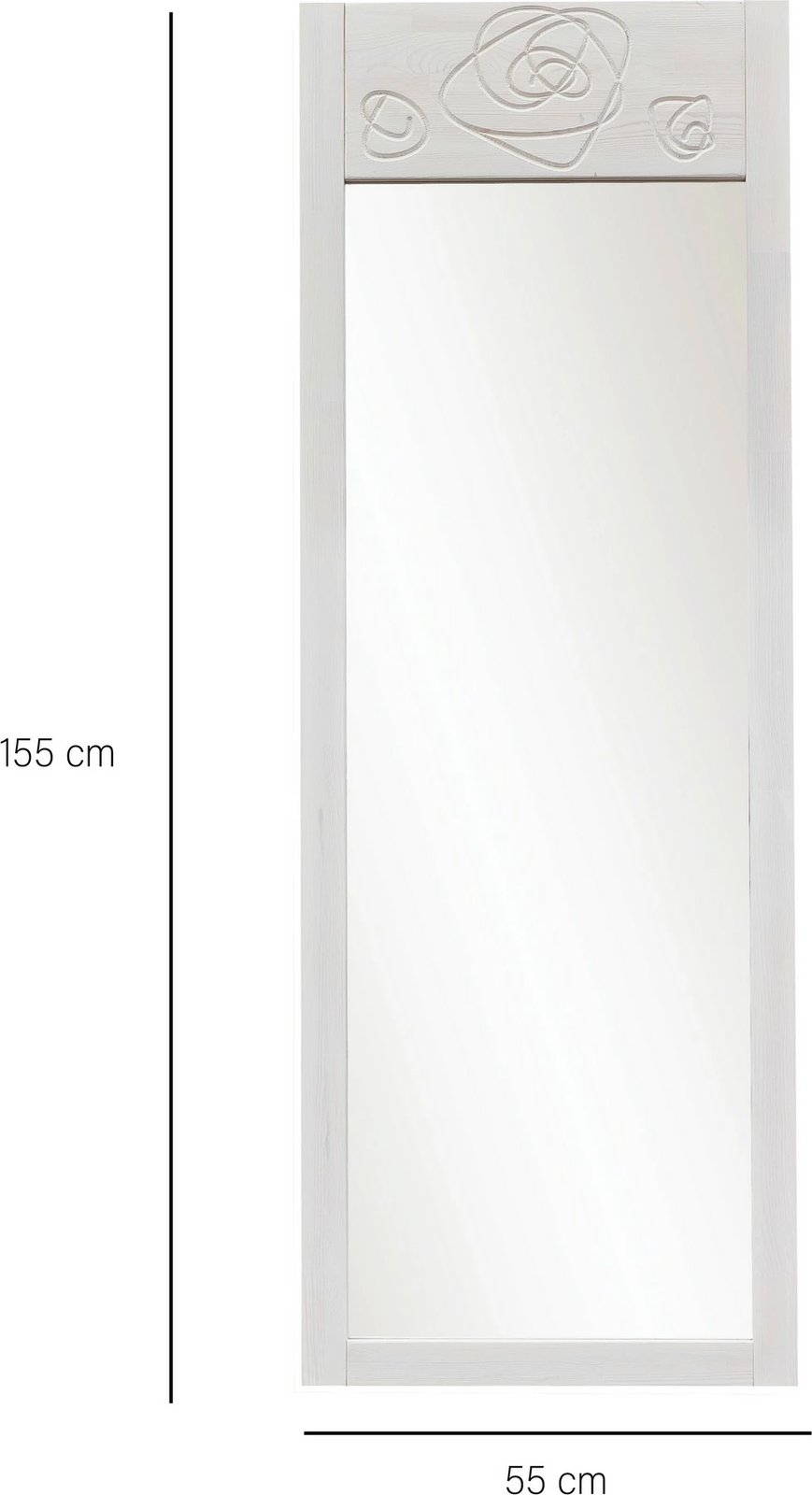 Pasqyrë e gjatë Cheval, dekor trëndafili, e bardhë, Skye Decor