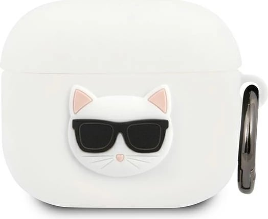 Mbështjellës Karl Lagerfeld KLACA3SILCHWH për AirPods 3, silikon, i bardhë