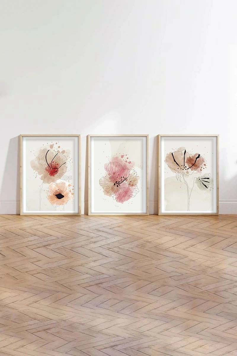 Pikturë dekorative me kornizë MDF (3 copë), Wallity, Huhu205, 20x30cm