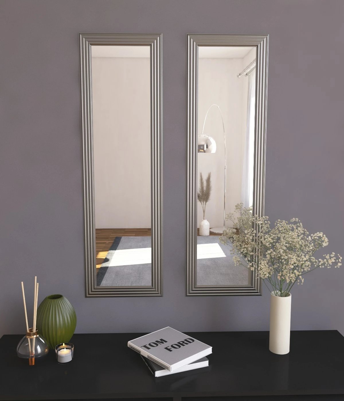 Set pasqyrash (2 copë), Skye Decor, ngjyrë argjendi