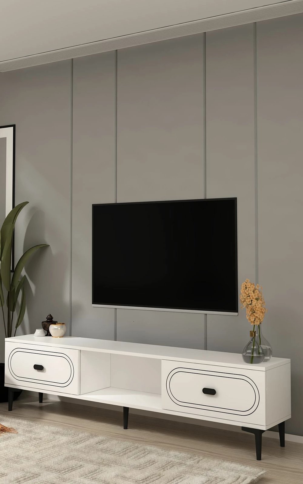 Komodë TV Skye Decor, e bardhë, Weny