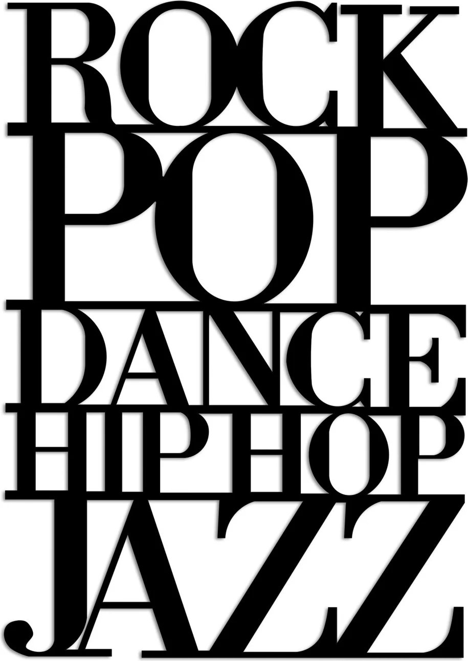 Aksesor dekorativ metalik për mur, Wallity, We Love Music - M, ngjyrë e zezë, 57x40cm