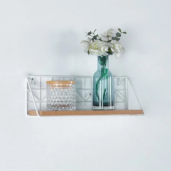 Raft metalik i montuar në mur NEXT, 40x12xH14cm, i bardhë