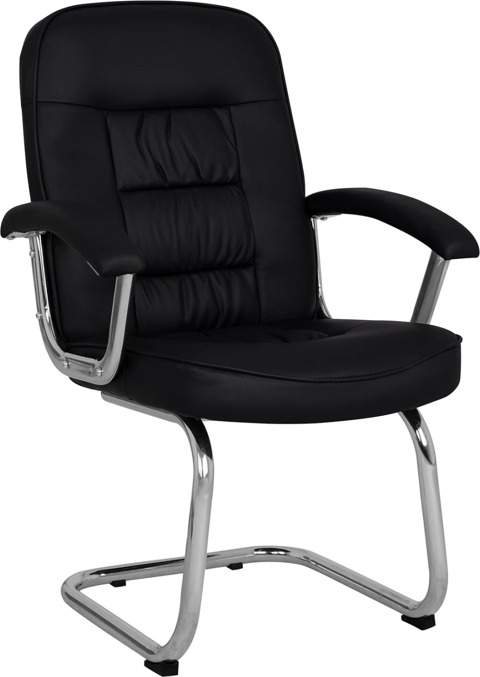 Karrige konferencash FH1114, ngjyrë e zezë PU, bazë kromi, 61.5x62x98 cm, set prej 2 copë