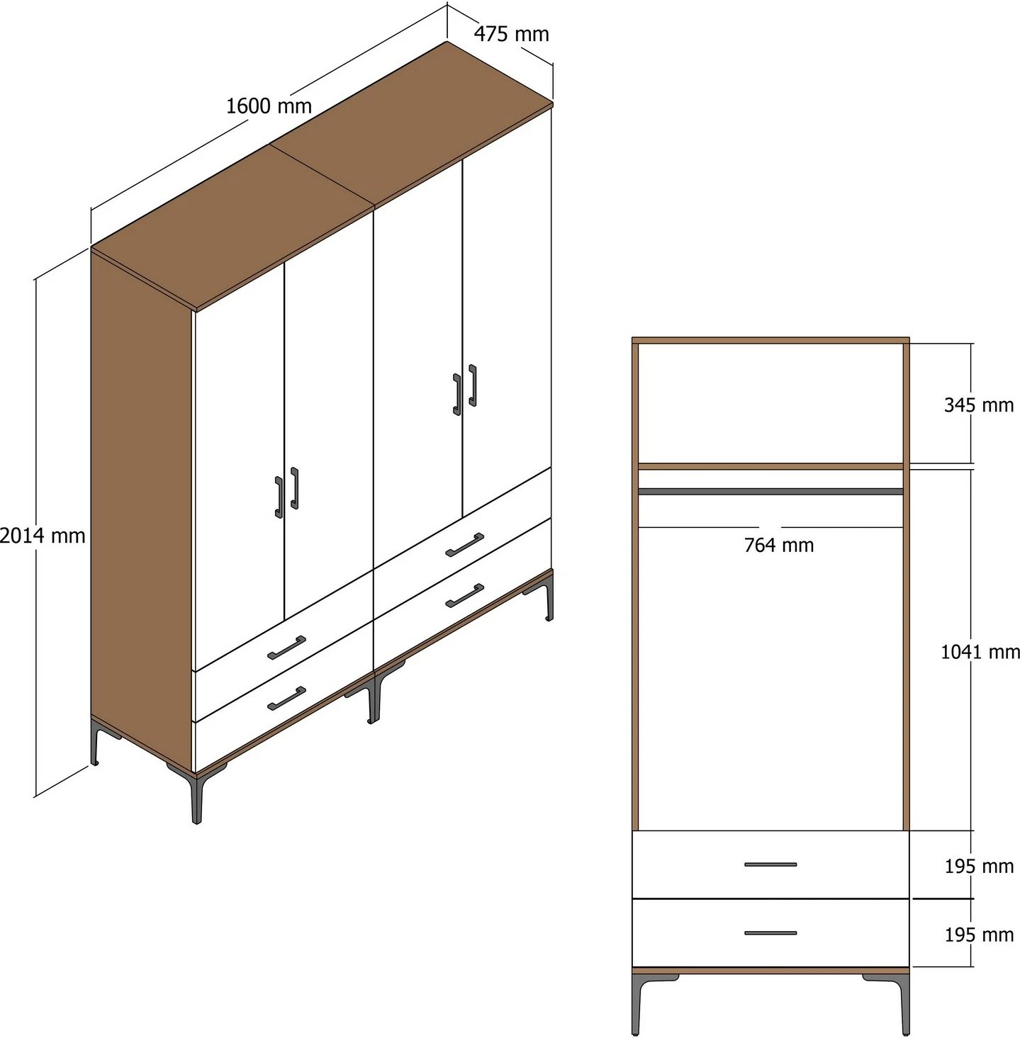 Dollap Skye Decor, ngjyrë arre dhe antracit, Kumsal TT